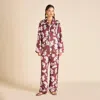 Olivia Von Halle Yves Boudoir Maroon Feather Pajamas In Brown
