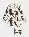 Olivia Von Halle Yves Panther-print Silk Pajama Set In Romain