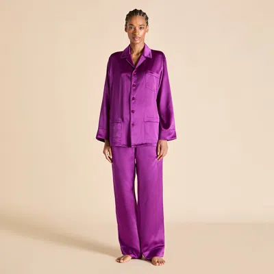 Olivia Von Halle Yves Plum Pajamas