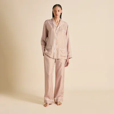Olivia Von Halle Yves Sarazzin Pink Geometric Pajamas In Sarrazin