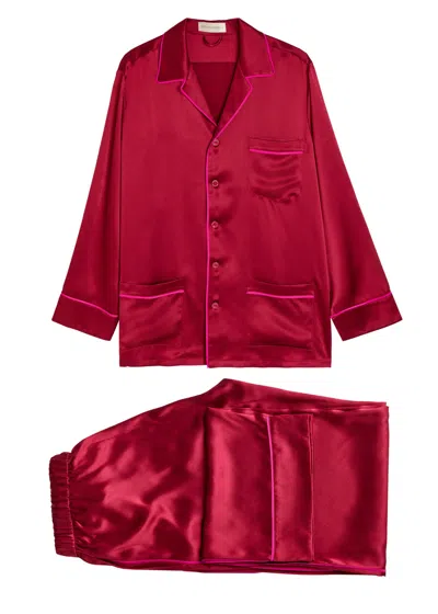 Olivia Von Halle Yves Silk Pyjama Set In Red