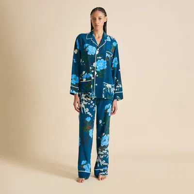 Olivia Von Halle Yves Tibatant Blue Floral Pajamas