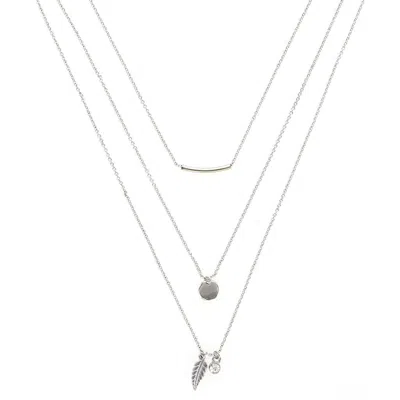 Olivia Welles 14k Gold Plated Layered Mixed Necklace In Silver