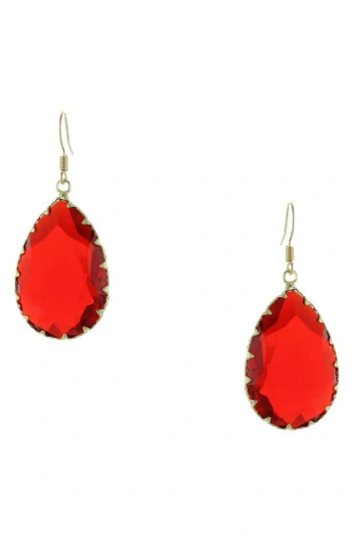 Olivia Welles Abria Drop Earrings In Gold / Red