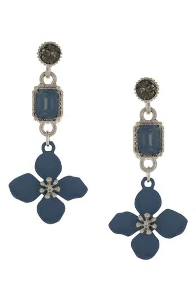 Olivia Welles Addison Floral Drop Earrings In Blue