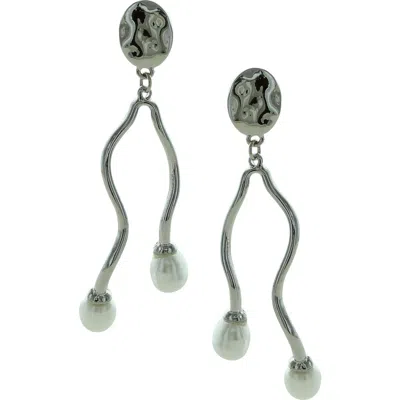 Olivia Welles Adina Curve Faux Pearl Drop Earrings