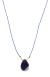 Olivia Welles Agate Stone Cord Necklace In Blue