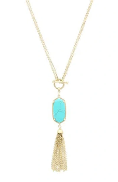 Olivia Welles Ainsley Tassel Pendant Necklace In Gold/turquoise