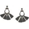Olivia Welles Alanna Geometric Fringe Fan Drop Earrings In Worn Silver/grey