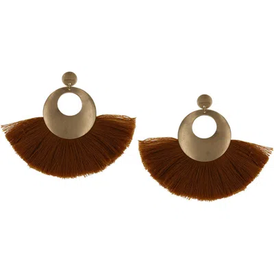 Olivia Welles Alba Fringe Hoop Earrings In Gold / Orange