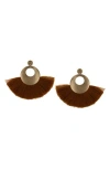 Olivia Welles Alba Hoop Tassel Drop Earrings In Brown