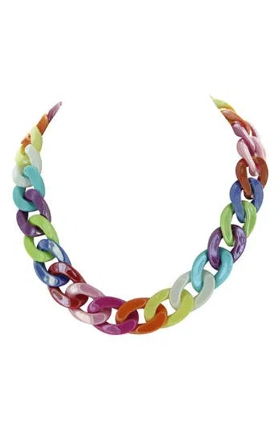 Olivia Welles Alexa Neon Chain Link Necklace In Multi