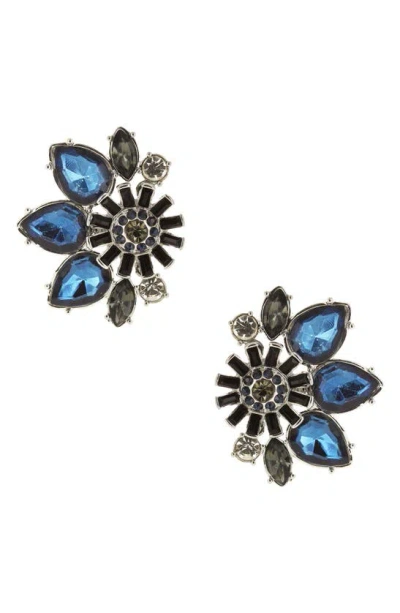 Olivia Welles Alexandra Crystal Stud Earrings In Blue