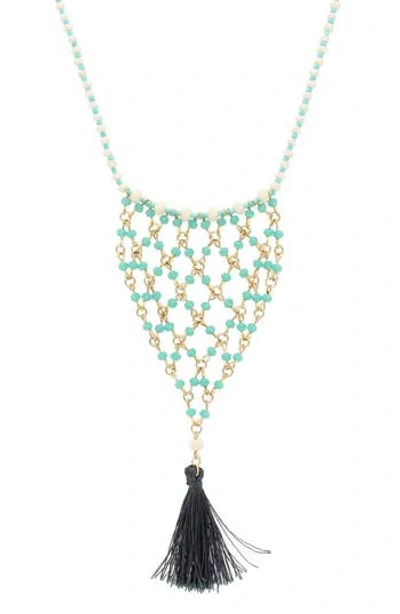 Olivia Welles Alissa Bead Bib Necklace In Gold
