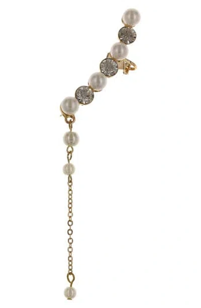 Olivia Welles Always More Imitation Pearl Ear Climber In Gold/crystal