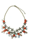 Olivia Welles Amy Floral Necklace In Gold/multi