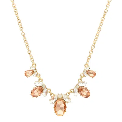 Olivia Welles Analissa Crystal Statement Necklace In Gold/peach