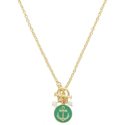 Olivia Welles Anchors Away Toggle Charm Pendant Necklace In Gold