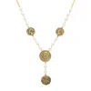 Olivia Welles Angeline Coin & Imitation Pearl Necklace In Gold/cream