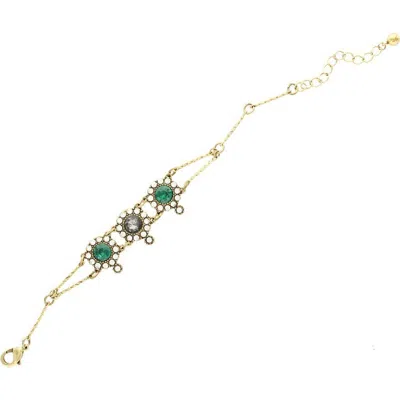 Olivia Welles Anika Stone Bracelet In Burnished Gold / Emerald