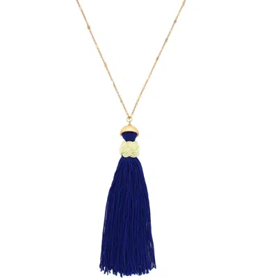 Olivia Welles Anissa Tassel Pendant Necklace In Blue