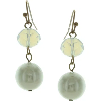 Olivia Welles Arlon Beaded Faux Pearl Drop Earrings In Brown