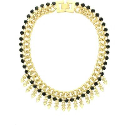 Olivia Welles Asa Crystal Chain Necklace In Gold