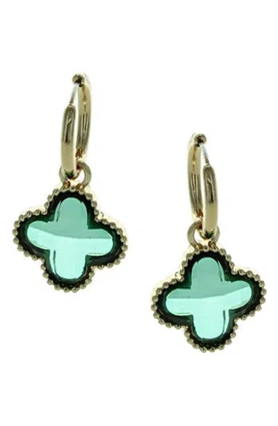 Olivia Welles Ayan Crystal Drop Huggie Hoop Earrings In Gold / Green
