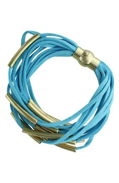 Olivia Welles Bali Faux Suede Layer Bracelet In Blue
