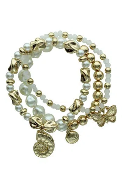 Olivia Welles Beach Day Set Of 3 Stretch Bracelets In Multi