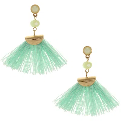 Olivia Welles Beach Fan Crystal Drop Earrings In Green