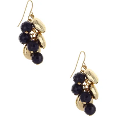 Olivia Welles Bead Cluster Drop Earrings In Gold / Blue