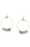 Olivia Welles Bead Dangle Hoop Earrings In Gold/gray/white