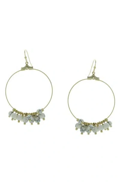 Olivia Welles Bead Dangle Hoop Earrings In Gold/gray/white