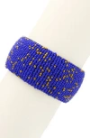 Olivia Welles Beaded Bangle Bracelet In Gold/blue