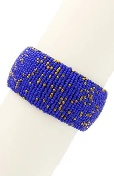 Olivia Welles Beaded Bangle Bracelet In Gold/blue