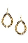 Olivia Welles Beaded Bri Earrings In Gold/grey