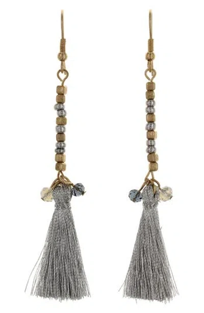 Olivia Welles Beaded Fringe Drop Earrings In Gold