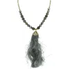 Olivia Welles Beaded Tassel Pendant Necklace In Gold-grey