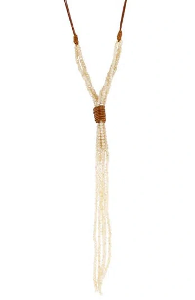 Olivia Welles Beaded Tassel Y-necklace In Neutral