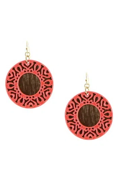 Olivia Welles Bina Drop Earrings In Gold/coral