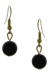Olivia Welles Black Bead Drop Earrings In Black