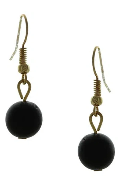Olivia Welles Black Bead Drop Earrings