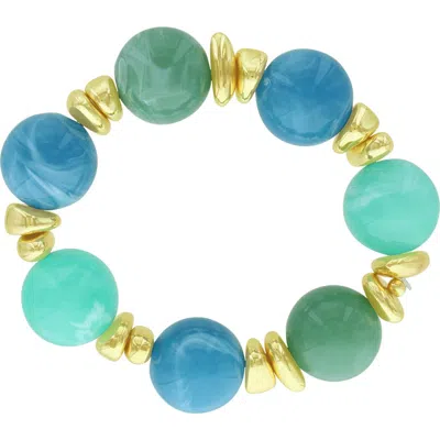 Olivia Welles Bohemian Resin Stretch Bracelet In Gold / Blue / Green