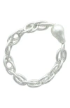 Olivia Welles Bridget Faux Pearl Stretch Bracelet In Silver/white
