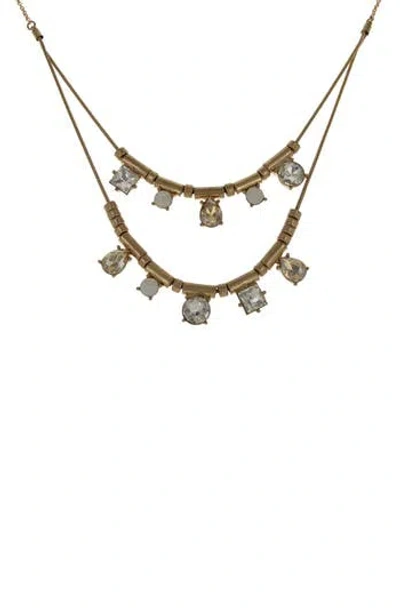 Olivia Welles Brielle Double Strap Crystal Necklace In Metallic