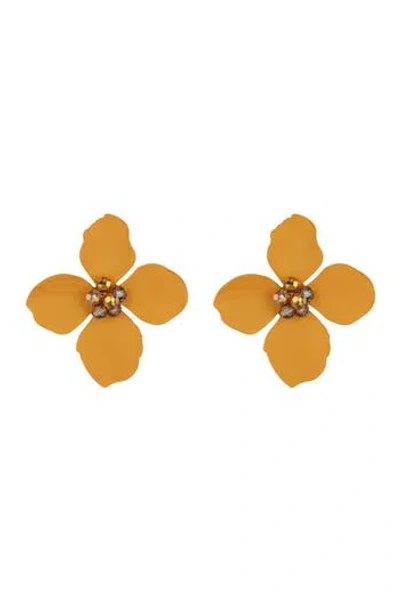 Olivia Welles Brooke Embellished Oversized Floral Earrings In Yellow
