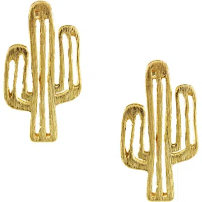 Olivia Welles Cactus Stud Earrings In Gold