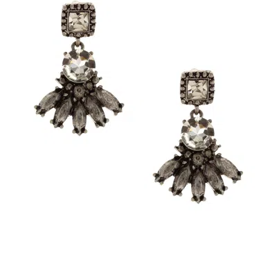 Olivia Welles Caila Crystal Drop Earrings In Antique Gold / Clear