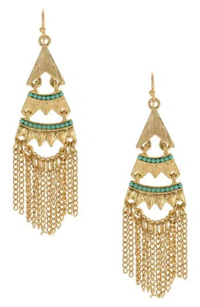 Olivia Welles Camira Fringe Drop Earrings In Gold